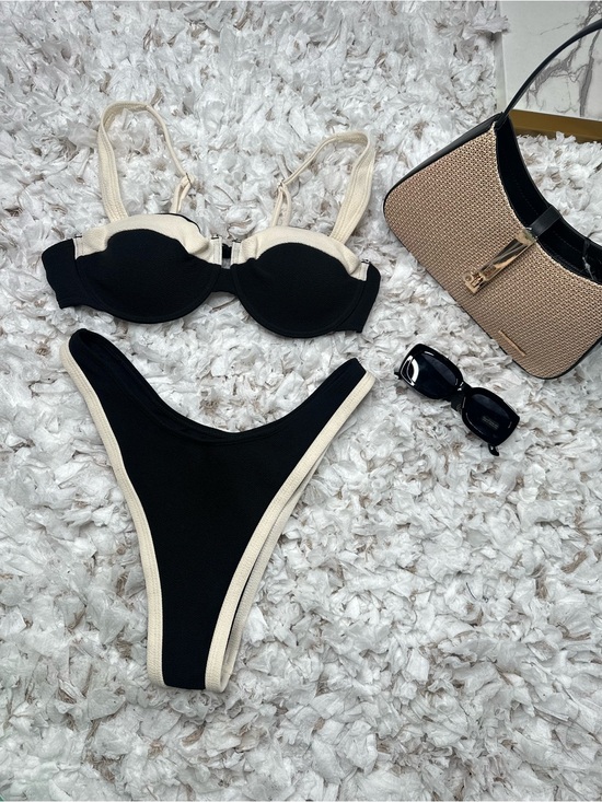 Other - Black & Cream Bikini Set Size L | New Without Tags | Trendy High Cut